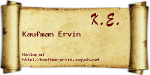 Kaufman Ervin névjegykártya